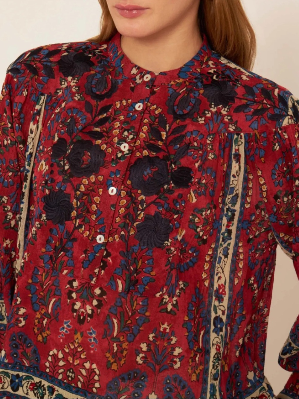 Antik Batik Tamir Embroidered Cotton Crepe Blouse - Picture 3 of 12